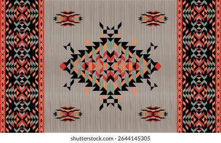 Padrão nativo étnico americano.Tradicional Navajo,Asteca,Apache,Sudoeste e estilo mexicano padrão de tecido.Motivo vetorial abstrato pattern.For tecido,roupas,cobertor,tapete,tecido,envoltório,decoração.