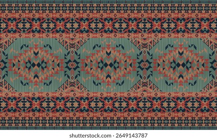 American tribal ethnic native pattern.Traditional Navajo,Aztec,Apache,Southwest and Mexican style fabric pattern.Abstract vector motifs pattern.For fabric,clothing,blanket,carpet,woven,wrap,decoration