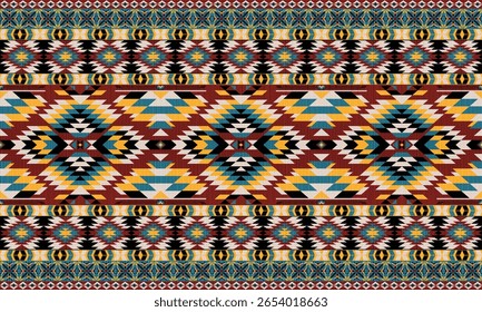 Padrão nativo étnico americano.Tradicional Navajo,Asteca,Apache,Sudoeste e estilo mexicano padrão de tecido.Motivos vetoriais abstratos pattern.For tecido,roupas,cobertor,tapete,tecido,envoltório,decoração