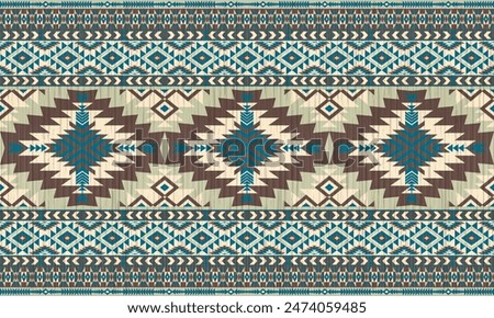 American tribal ethnic native pattern.Traditional Navajo,Aztec,Apache,Southwest and Mexican style fabric pattern.Abstract vector motifs pattern.For fabric,clothing,blanket,carpet,woven,wrap,decoration