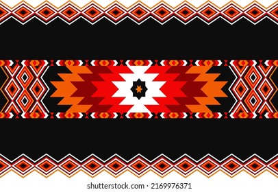 American tribal ethnic pattern traditional Design for background, carpet, wallpaper, wrapping, Batik, fabric, curtain, background, clothing, Vector illustration embroidery style.