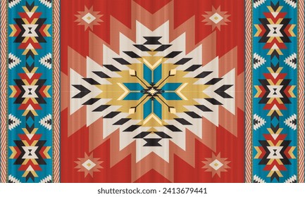 American tribal native seamless pattern.Ethnic traditional Navajo,Aztec,Apache,Southwest vector style.Geometric boho abstract motifs.Fabric,clothing,Mexican blanket,carpet,woven,print,wrap,decoration.
