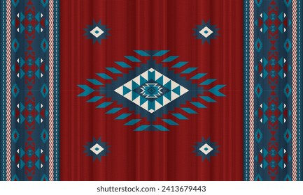Patrón ininterrumpido tribal americano.Estilo vectorial del suroeste navajo tradicional, azteca, apache. Motivos abstractos geométricos de boho.Tejido, ropa, manta mexicana, alfombra, tejido, papel, envoltura, decoración.