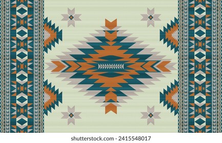 Patrón ininterrumpido tribal americano.Estilo vectorial del suroeste navajo tradicional, azteca, apache. Motivos abstractos geométricos de boho.Tejido, ropa, manta mexicana, alfombra, tejido, papel, envoltura, decoración.