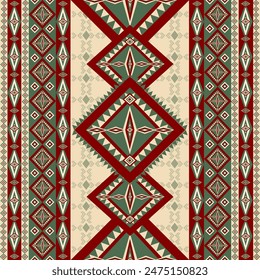 American tribal pattern in red and green 