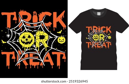 American Trick or treat Halloween vector t-shirt Design file. Trick or treat Typography t-shirt Design perfect for any Halloween party lovers. Halloween t-shirt design ready for any print item.