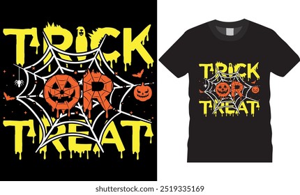 American Trick or treat Halloween vector t-shirt Design. Trick or treat Typography t-shirt Design perfect for any Halloween party lovers. Colorful halloween t-shirt design ready for any print item.