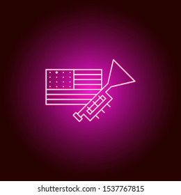 American, trombone, flag, icon. Modern American USA vector icon - neon vector. Can be used for web, mobile