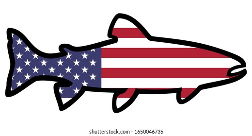 american trout flag vector isolated on white backgrond