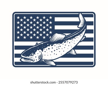 American Trout Vector Badge Design