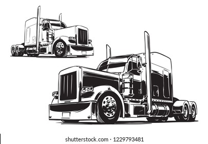 American Truck black and white illustration