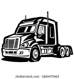 American Truck Trailer black and white illustration