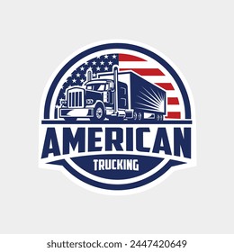 American trucking logo emblem vector isolated. Best for truck and freight related industry