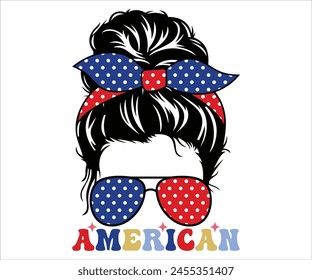 American T-shirt, 4th Of July T-shirt, All American Mom, Independence day, American Girl, Happy 4th Of July, America shirt, Usa Flag, All American T-shirt, Cut File for Cricut