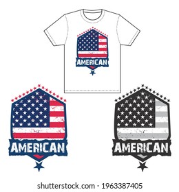 american tshirt design vector color or blackandwhite 