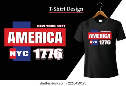 American Typography vintage graphic T shirt Design vector and illustration. USA new York fashion tshirt for best art and apparel clothes. Retro vintage style urban background art tee for print.