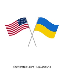 American and Ukrainian flags icon isolated on white background. Vector illustration