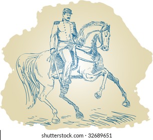 American Union officer during the civil war riding a horse