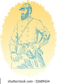 American Union officer posing done in sketch