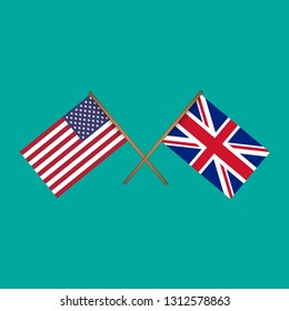 American and United Kingdom crossed flags.