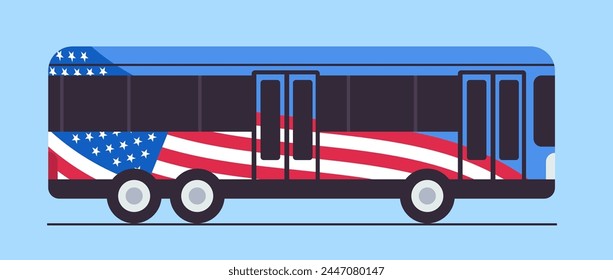 Bandera de Estados Unidos en autobús electoral Concepto de elección presidencial de Estados Unidos Horizontal