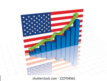 American (US) Dollar, And Stocks Trade Up Economic Recovery Vector Graph