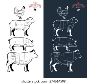 American (US) Meat Cuts Diagrams