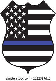 American US Police Badge with Flag Bundle