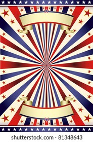 American US tricolor frame. A background for your advertising.