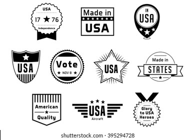 American USA Badges Black Vector Logos