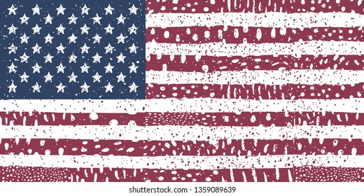 American USA flag with grunge texture Vector illustration