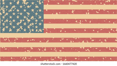 american usa flag old grunge vintage texture vector