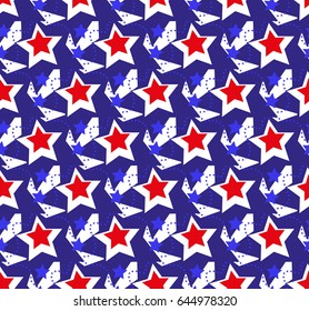 American USA flag seamless patterns. Independence Day, July 4, repeating texture, endless background. Vector illustration