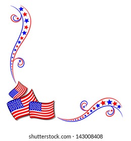American USA flag and stars border frame with copy space