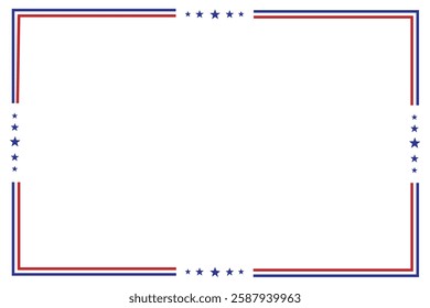 American USA Flag themed border frame design for US document transparent png red blue white