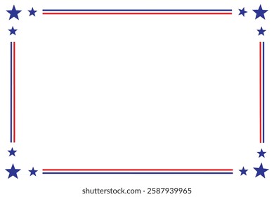 American USA Flag themed border frame design for US document transparent png red blue white