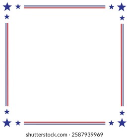 American USA Flag themed border frame design for US document transparent png red blue white