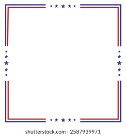 American USA Flag themed border frame design for US document transparent png red blue white