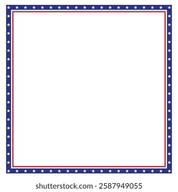 American USA Flag themed border frame design for US document transparent png red blue white