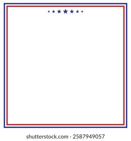 American USA Flag themed border frame design for US document transparent png red blue white