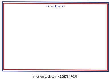 American USA Flag themed border frame design for US document transparent png red blue white