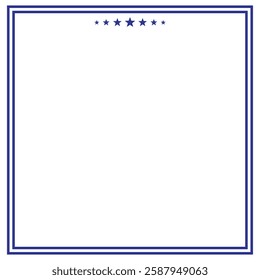 American USA Flag themed border frame design for US document transparent png red blue white