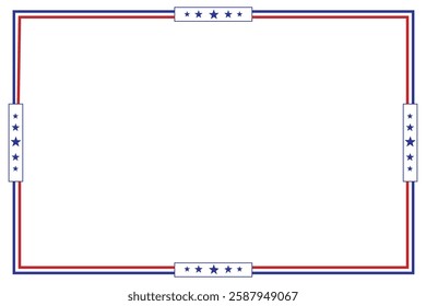 American USA Flag themed border frame design for US document transparent png red blue white