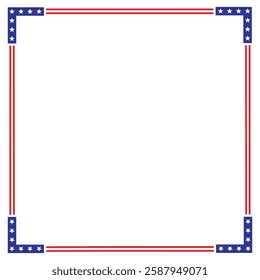 American USA Flag themed border frame design for US document transparent png red blue white