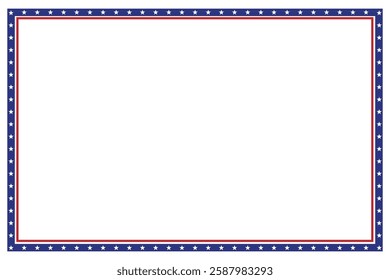 American USA Flag themed border frame design for US document transparent png red blue white stripes