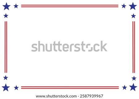 American USA Flag themed border frame design for US document transparent png red blue white