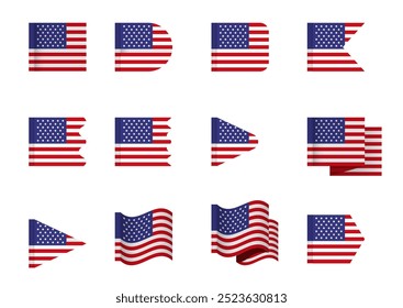 American USA flag wave united state america concept. Vector graphic design illustration