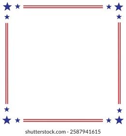 American USA Flag-themed border frame design for US document transparent png. red blue white