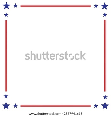 American USA Flag-themed border frame design for US document transparent png. red blue white