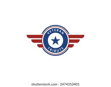 American USA military veteran tribute logo design